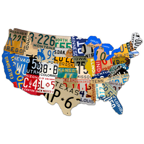 License Plate USA Metal Sign - 25" x 16"
