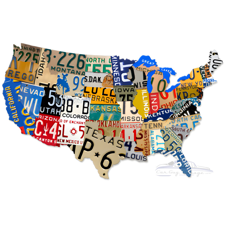 License Plate USA Metal Sign - 35" x 21"