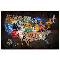 License Plate USA Board Metal Sign - 24" x 36"