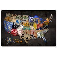 License Plate USA Board Metal Sign - 24" x 16"