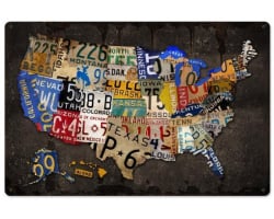 License Plate USA Board Metal Sign - 24" x 16"
