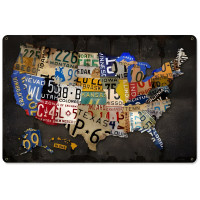 License Plate USA Board Metal Sign - 18" x 12"