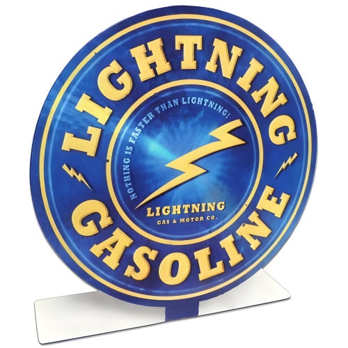 Lightning Gas Topper Metal Sign - 8" x 8"