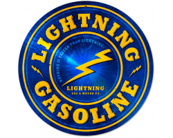 Lightning Gasoline Metal Sign - 14" Round