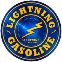 Lightning Gasoline Metal Sign - 28" Round