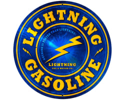 Lightning Gasoline Metal Sign - 28" Round