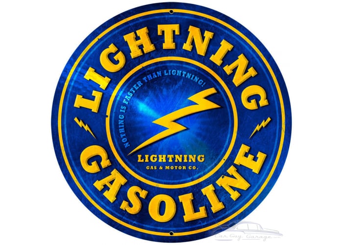 Lightning Gasoline Metal Sign