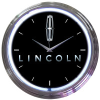 Lincoln Neon Wall Clock with Chrome Rim - 15" Round