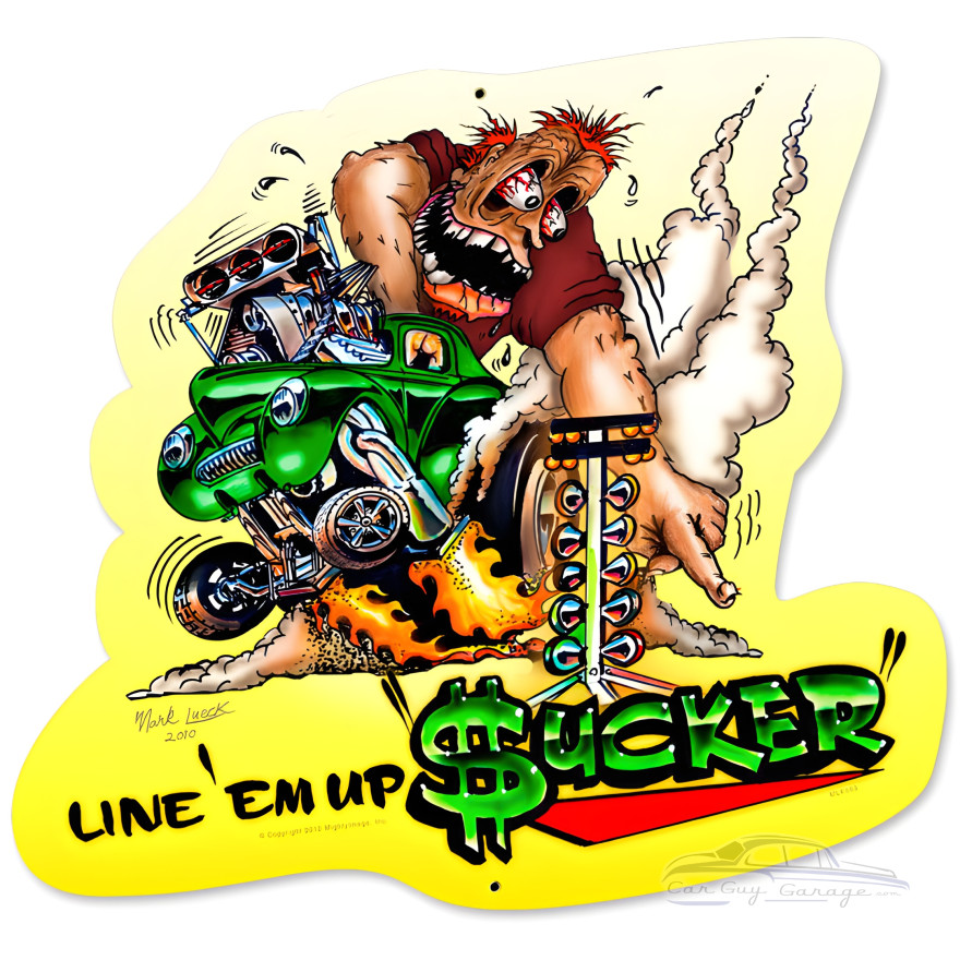 Line Em Up Metal Sign - 16" x 17"