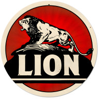 Lion Gasoline Metal Sign - 28" Round