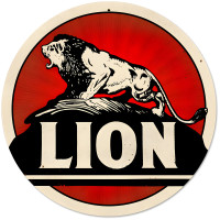 Lion Gasoline Metal Sign - 14" Round