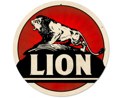 Lion Gasoline Metal Sign - 14" Round