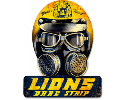 Lions Drag Helmet Metal Sign - 12" x 15"