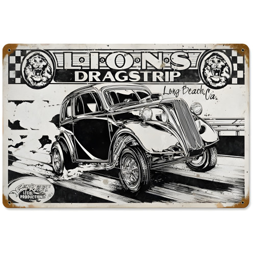 Lions Drag Strip metal sign - 12" x 18"