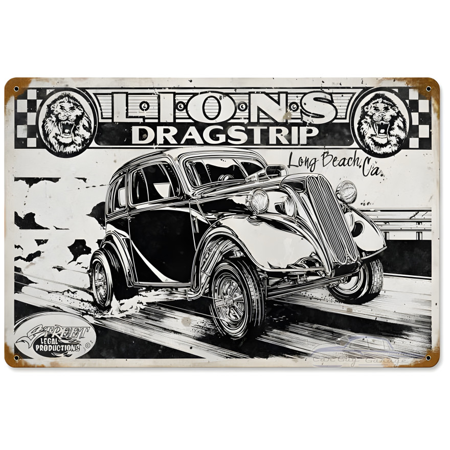 Lions Drag Strip metal sign - 12" x 18"