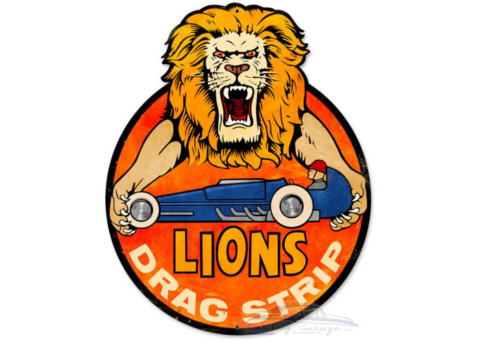 Lions Drag Strip Metal Sign - 28" x 36"