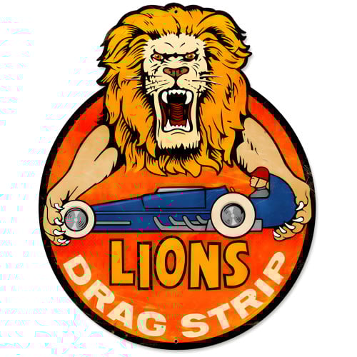 Lions Drag Strip Metal Sign - 20" x 24"