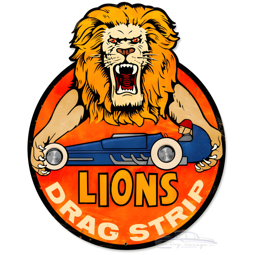 Lions Drag Strip Metal Sign - 20" x 24"