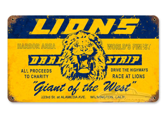 Lions Drag Strip metal sign - 14" x 8"