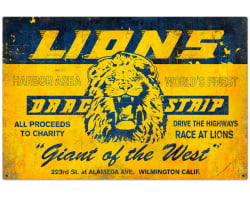 Lions Drag Strip Metal Sign - 36" x 24"