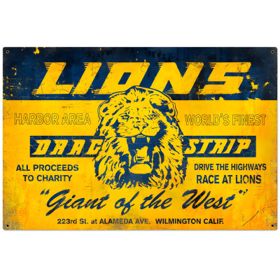 Lions Drag Strip Sign - Vintage Garage Metal Sign