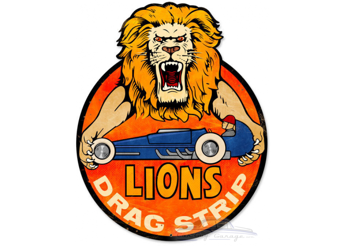Lions Drag Strip Metal Sign - 14" x 18"