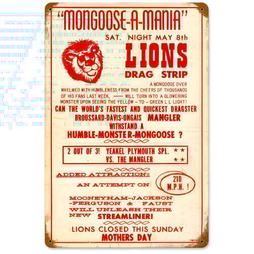Lions Drag Strip metal sign - 18" x 12"
