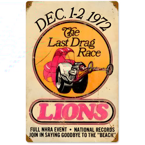 Lions Last Drag Metal Sign - 12" x 18"