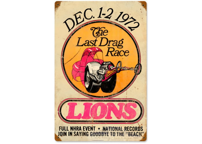 Lions Last Drag Metal Sign - 12" x 18"