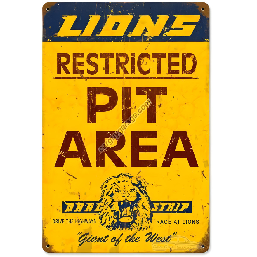 Lions Pit Area Metal Sign - 12" x 18"