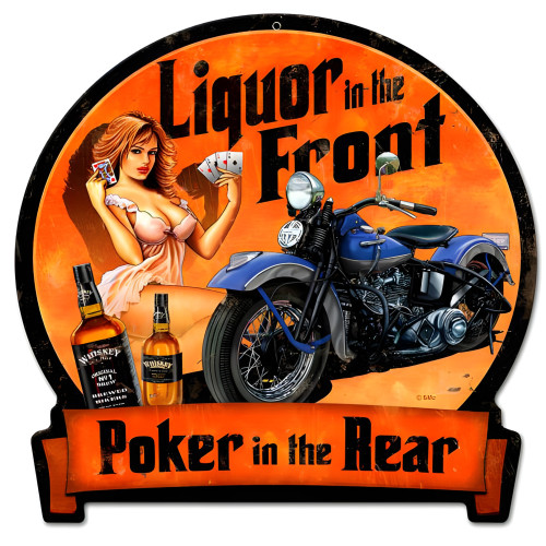 Liquor Up Front Metal Sign - 16" x 15"