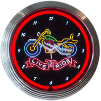 Live 2 Ride Motorcycle Neon Wall Clock - 15" Round