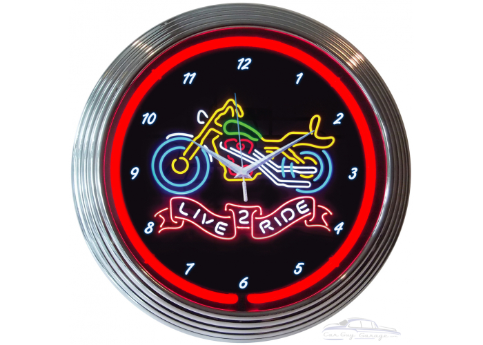 Live 2 Ride Motorcycle Neon Clock