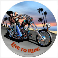 Live to Ride Metal Sign - 14" Round