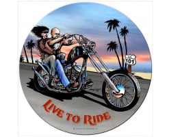 Live to Ride Metal Sign - 14" Round