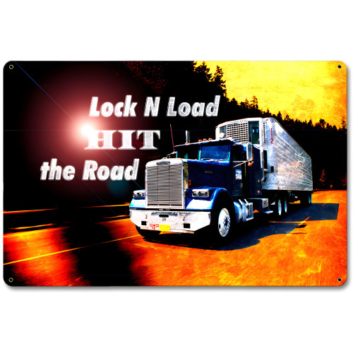 Lock N Load Hit the Road Metal Sign - 12" x 18"