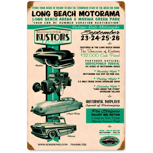 Long Beach Motorama Metal Sign - 12" x 18"