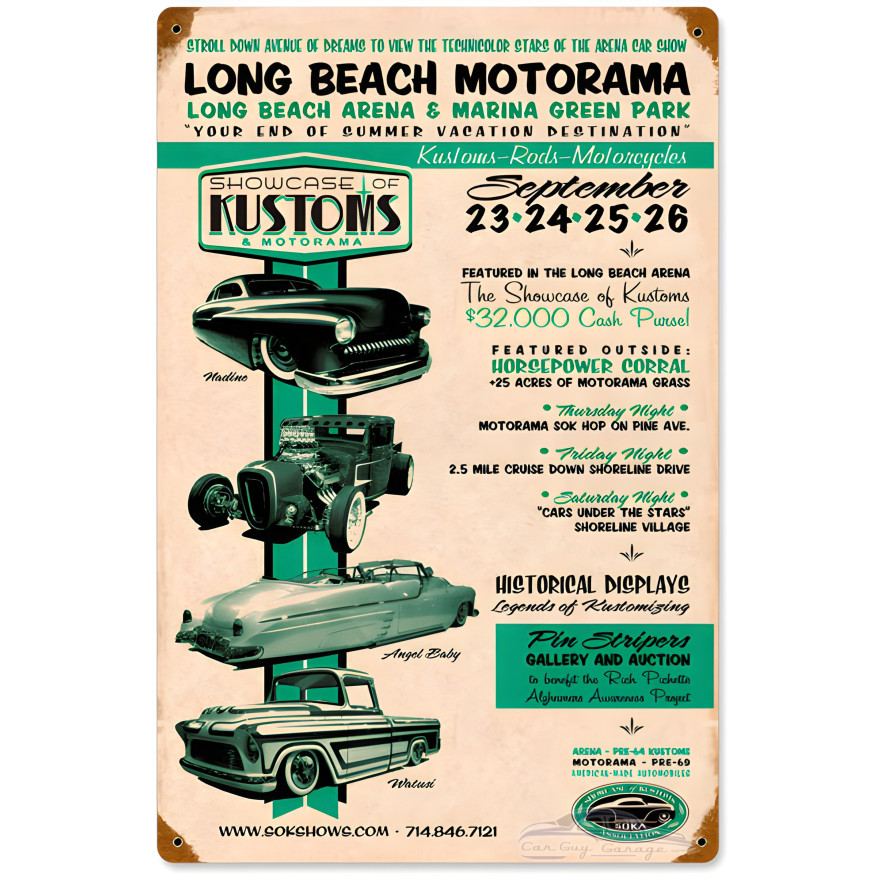 Long Beach Motorama Metal Sign - 12" x 18"