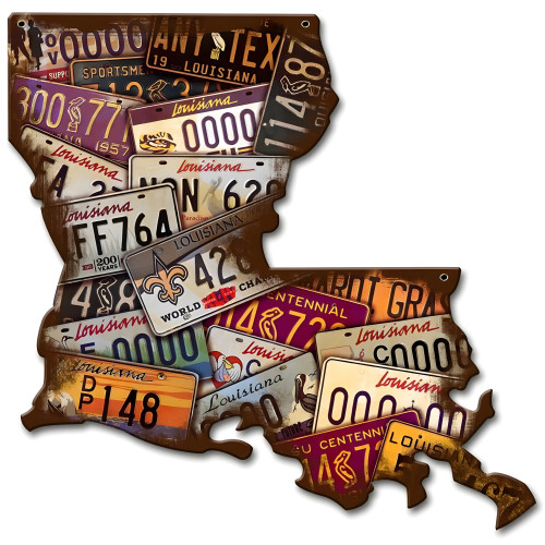Louisiana License Plates Metal Sign - 13" x 13"