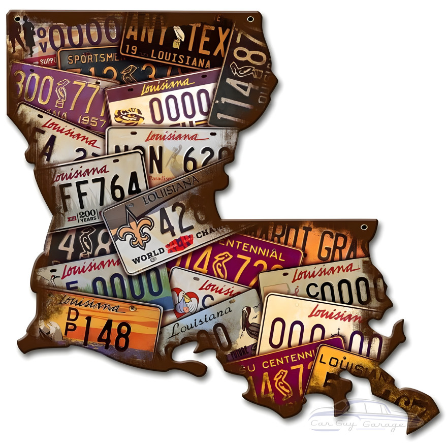 Louisiana License Plates Metal Sign - 13" x 13"
