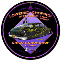 Lowered and Chopped Metal Sign - 14" Round