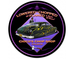 Lowered and Chopped Metal Sign - 14" Round