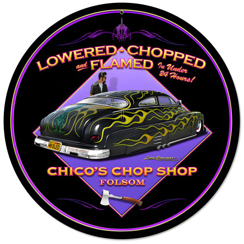 Lowered and Chopped Metal Sign - 14" Round