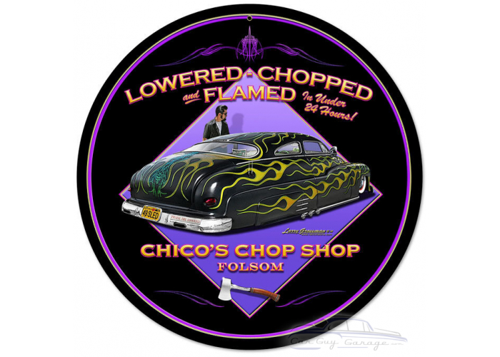 Lowered and Chopped Metal Sign - 14" Round