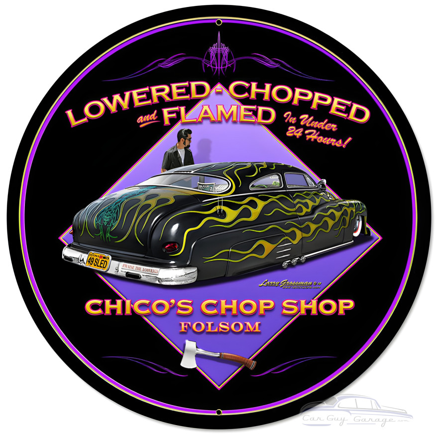 Lowered and Chopped Metal Sign - 28" Round