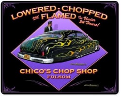 Lowered Chopped & Flamed Metal Sign