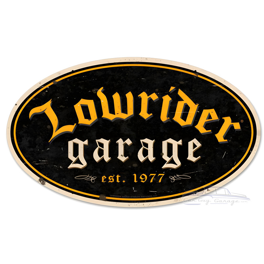Lowrider Garage Metal Sign - 24" x 14"