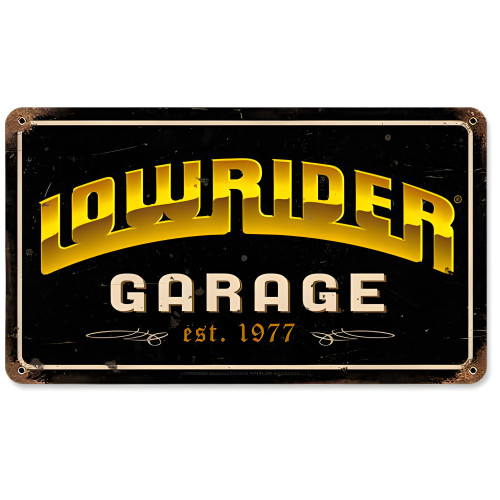 Lowrider Garage Metal Sign - 14" x 8"