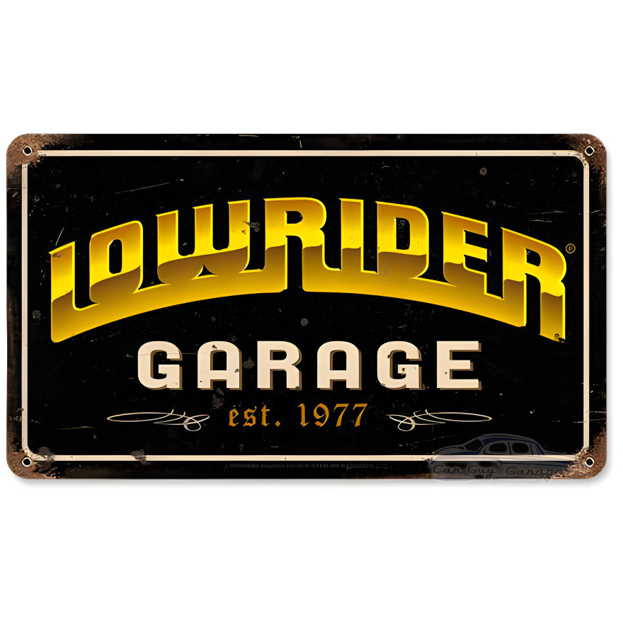 Lowrider Garage Metal Sign - 14" x 8"