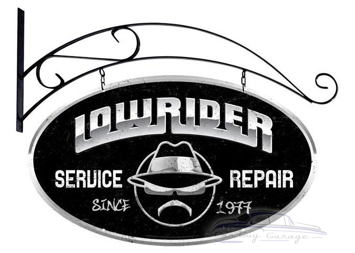 Lowrider Service Metal Sign - 24" x 14" Double Sided Oval with Hanging Bracket